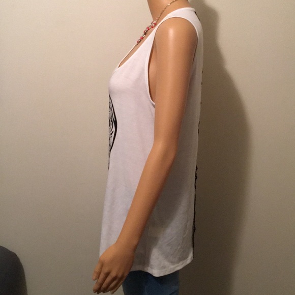 Midnight Hour Glitter Sugar Skull White Tanktop - Picture 4 of 7